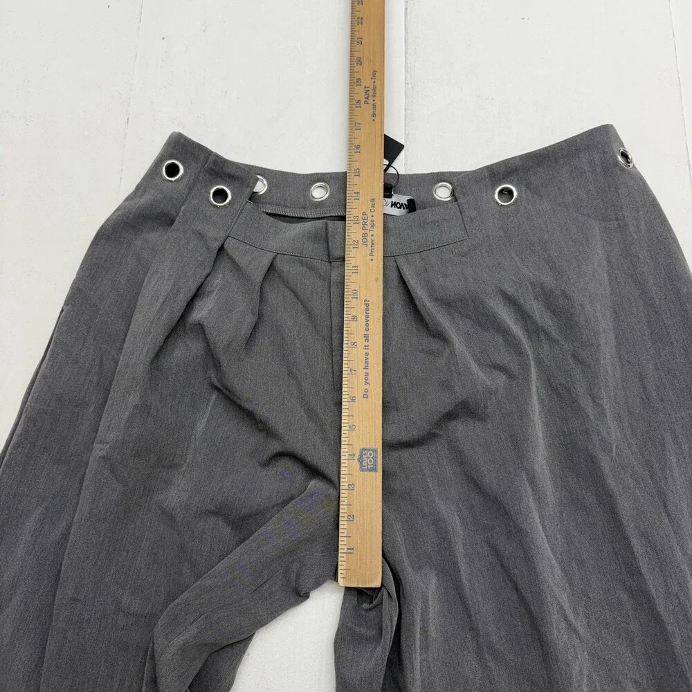 Fashion Nova Dress Pants Womens L Gray Magnolia Wide Leg Hardware Trouser